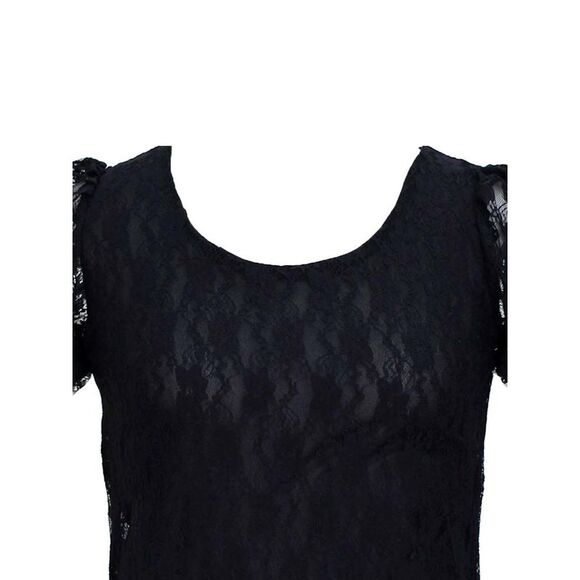 Short Sleeve Lace Blouse With Scoop Neckline - Picture 2 of 6